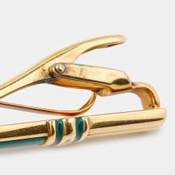 Montblanc Malachite Enamel Gold Tone Sterling Silver Tie Pin