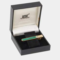 Montblanc Malachite Enamel Gold Tone Sterling Silver Tie Pin