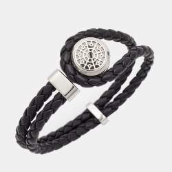 Montblanc Victor Hugo Braided Leather Stainless Steel Bracelet 63