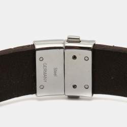 - Montblanc Brown Leather Stainless Steel Bracelet