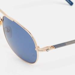 Pre Owned Montblanc Blue/Gold Tone MB512S Frame Aviator Sunglasses