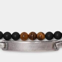 Montblanc Silver 925/Onyx and Tiger's Eye Beaded James Dean Bracelet