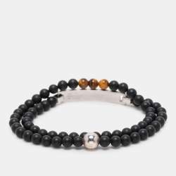 Montblanc Silver 925/Onyx and Tiger's Eye Beaded James Dean Bracelet