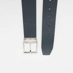 Montblanc Navy Blue/Black Leather Reversible Cut to Size Belt