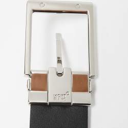 Montblanc Navy Blue/Black Leather Reversible Cut to Size Belt