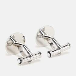Montblanc Silver Tone Honeycomb Patterned Cufflinks