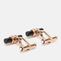 Montblanc Black/Rose Gold Onyx Meisterstück Bar Cufflinks