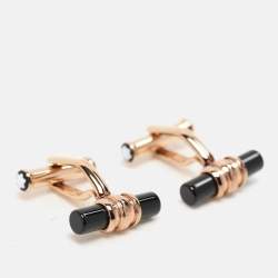 Montblanc Black/Rose Gold Onyx Meisterstück Bar Cufflinks