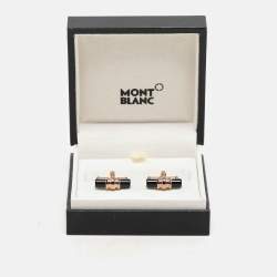Montblanc Black/Rose Gold Onyx Meisterstück Bar Cufflinks