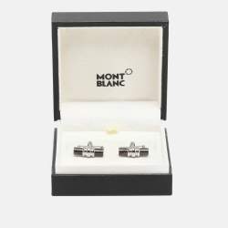 Pre Owned Montblanc Brown/Silver Tone Steel and Resin Bar Cufflinks