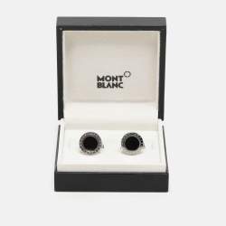 Montblanc Meisterstück Silver Tone Composite Inlay Cufflinks