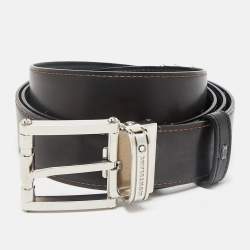 Montblanc Black/Brown Leather Reversible Cut to Size Belt