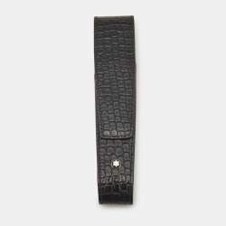 Montblanc Black Croc Embossed Leather 1 Pen Pouch