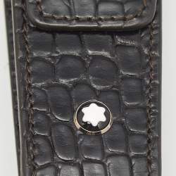 Pre Owned Montblanc Black Croc Embossed Leather 1 Pen Pouch
