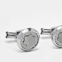 Pre Owned Montblanc Star Stainless Steel Round Cufflinks
