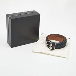 Pre Owned Montblanc Ombre Navy Blue Suede Horseshoe Buckle Cut to Size Belt