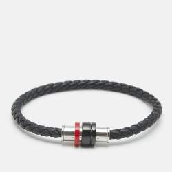 Pre Owned Montblanc The TimeWalker Woven Leather Ceramic Stainelss Steel Bracelet