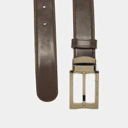 Pre Owned Montblanc Brown/Black Leather Reversible Cut to Size Belt