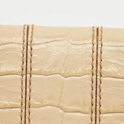 Pre Owned Montblanc Beige Croc Embossed Leather Boheme Pen Pouch