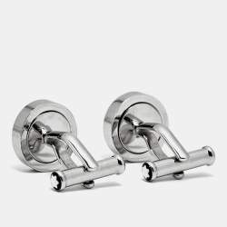 Pre Owned Montblanc Onyx Rotating Stainless Steel Cufflinks