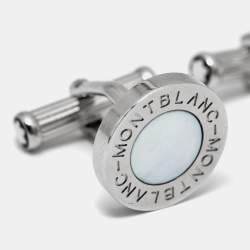 Pre Owned Montblanc Meisterstuck Mother of Pearl Silver Tone Cufflinks