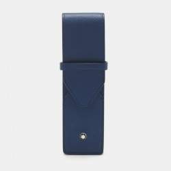 Pre Owned Montblanc Blue Leather 2 Pen Pouch Holder