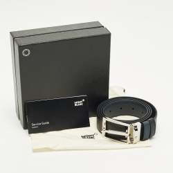 Pre Owned حزام مون بلان ماسترشتوك قص بمقاس إبزيم قابل للعكس جلد أسود/أزرق