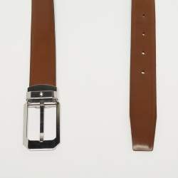 Pre Owned Montblanc Cut to Size Reversible Buckle Belt Brown/Black Leather