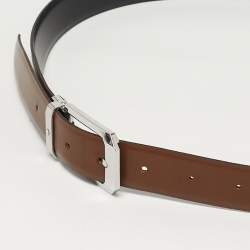 Pre Owned Montblanc Cut to Size Reversible Buckle Belt Brown/Black Leather