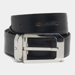 Pre Owned Montblanc Cut to Size Reversible Buckle Belt Brown/Black Leather