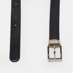 Pre Owned Montblanc Cut to Size Reversible Buckle Belt Black/Brown Leather