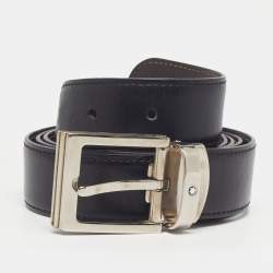Pre Owned Montblanc Cut to Size Reversible Buckle Belt Black/Brown Leather