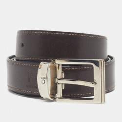 Pre Owned Montblanc Cut to Size Reversible Buckle Belt Black/Brown Leather