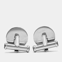 Pre Owned Montblanc Meisterstuck Silver Tone Blue Lacquer Round Cufflinks