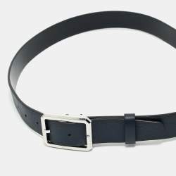 Pre Owned Montblanc Cut To Size Reversible Buckle Belt Navy Blue/Black Leather