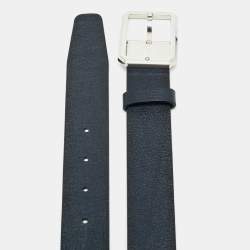 Pre Owned Montblanc Cut To Size Reversible Buckle Belt Navy Blue/Black Leather