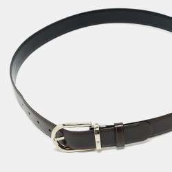 Pre Owned Montblanc Cut To Size Reversible Buckle Belt Black/Brown Leather