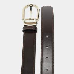 Pre Owned Montblanc Cut To Size Reversible Buckle Belt Black/Brown Leather