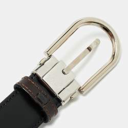 Pre Owned Montblanc Cut To Size Reversible Buckle Belt Black/Brown Leather