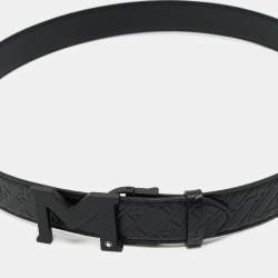 Pre Owned Montblanc M Cut to Size Buckle Belt Black M Gram Leather