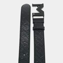 Pre Owned Montblanc M Cut to Size Buckle Belt Black M Gram Leather