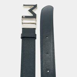Pre Owned Montblanc M Cut to Size Reversible Buckle Belt Navy Blue/Black Leather