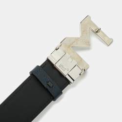Pre Owned Montblanc M Cut to Size Reversible Buckle Belt Navy Blue/Black Leather