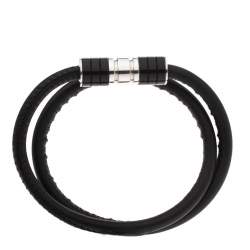 Pre Owned Montblanc Black Leather Double Wrap Bracelet 