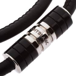 Pre Owned Montblanc Black Leather Double Wrap Bracelet 