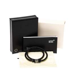 Pre Owned Montblanc Black Leather Double Wrap Bracelet 