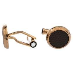 Pre Owned Montblanc Rose Gold Tone Patterned Inlay Meisterstück Cufflinks