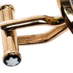 Pre Owned Montblanc Rose Gold Tone Patterned Inlay Meisterstück Cufflinks