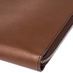 Pre Owned Montblanc Brown Leather Meisterstuck Zip Tablet Pouch