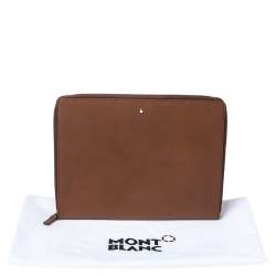 Pre Owned Montblanc Brown Leather Meisterstuck Zip Tablet Pouch